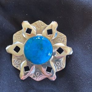 Jay King Kingman turquoise sterling pin/pendant